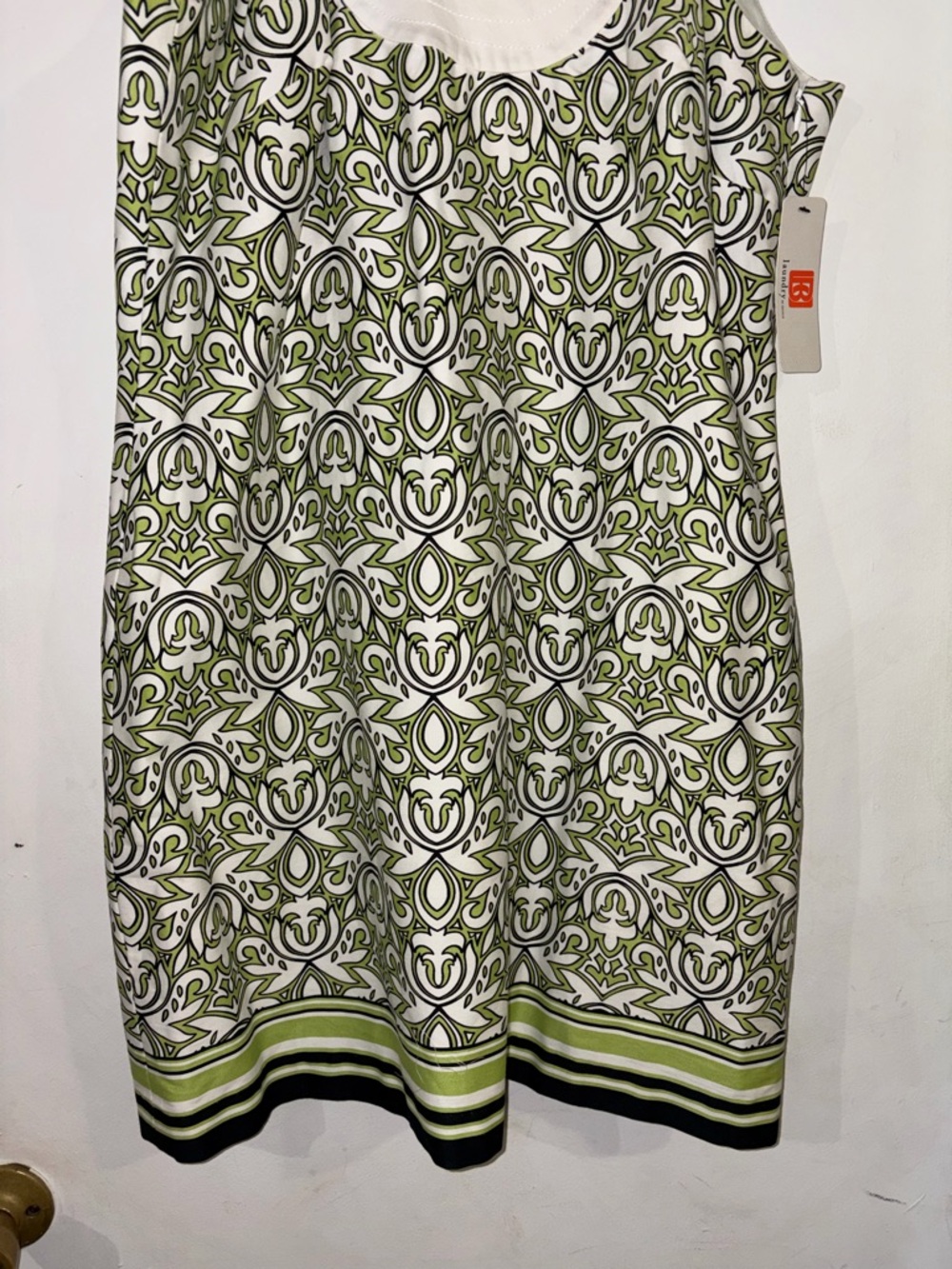 NWT Laundry by Design Green and White Patterned Sleeveless Midi Dress - Picture 4 of 8